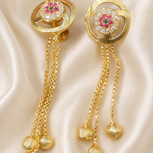 Golden Floral Tassel Earrings