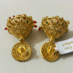 Traditional Gold-Plated Jhumka Earrings for Women | Ethnic Bridal Jhumki with Red Beads
