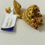 Traditional Gold-Plated Jhumka Earrings for Women | Ethnic Bridal Jhumki with Red Beads